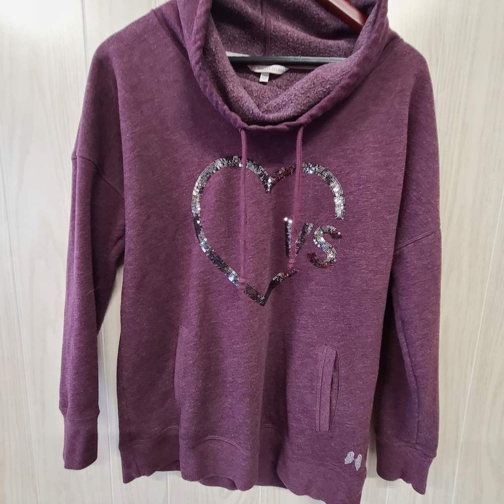 Victorias Secret purple‎ sequined hoodie small - Picture 2 of 9